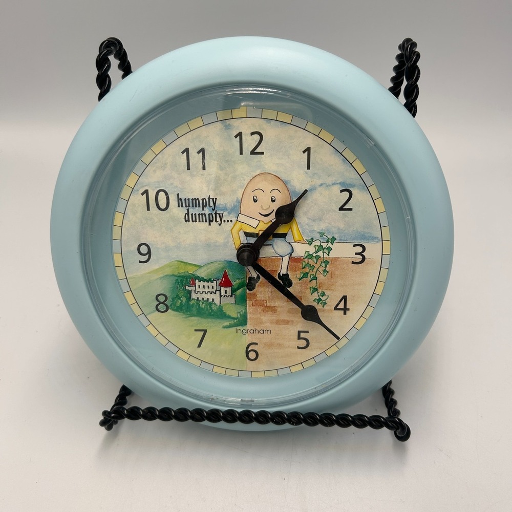 Humpty Dumpty‎ Wall Clock Baby Blue Nursery Room Decoration Ingraham Not Working